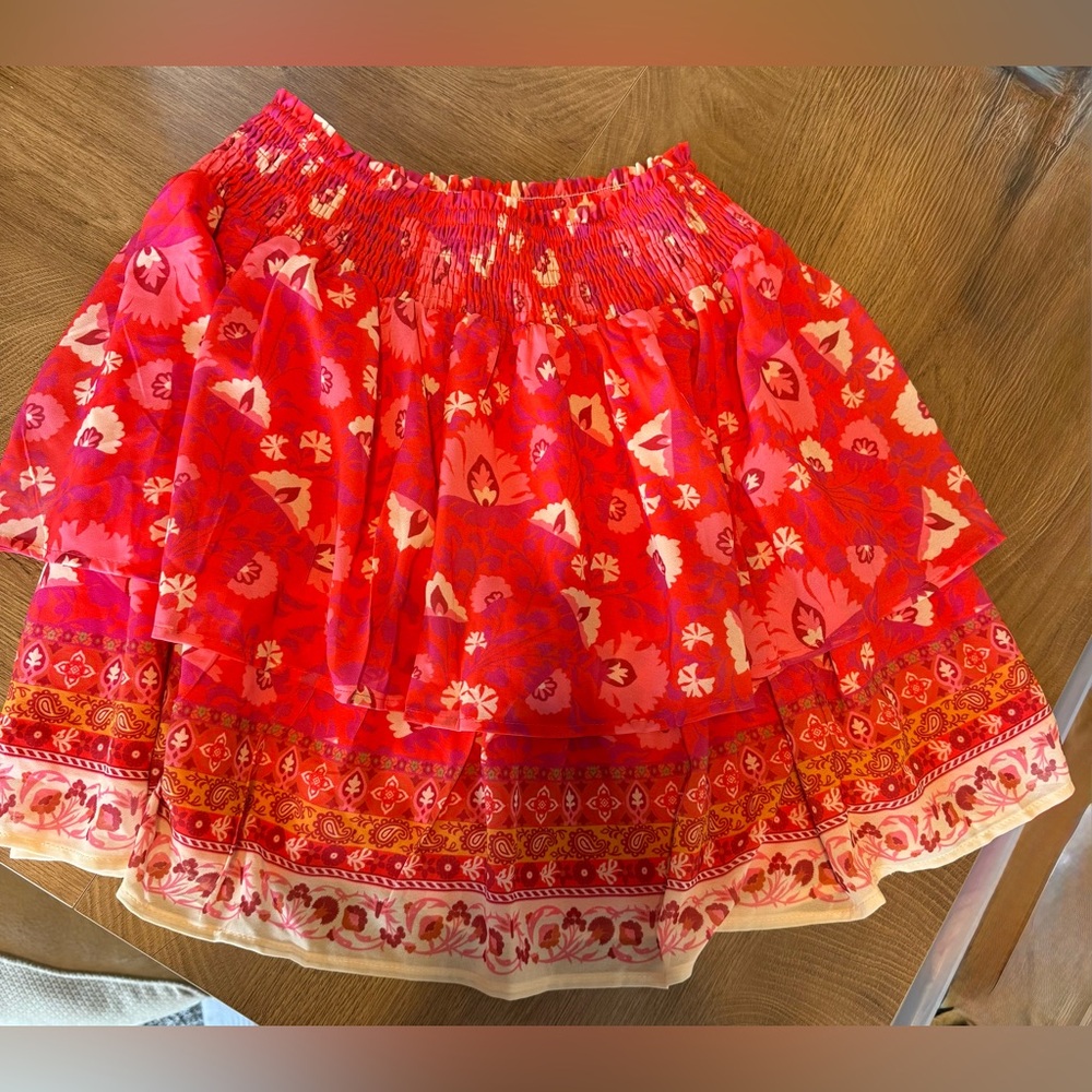 Floral Red Skirt from Lizard Thicket Boutique